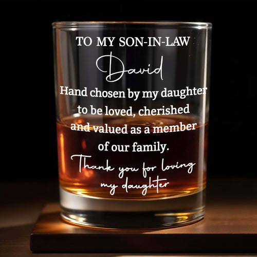 Personalized Whiskey Glass Custom Name Gift for Son-in-Law