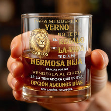 Load image into Gallery viewer, Personalized Custom Whiskey Glass with Lion Art Gift for Son-in-Law
