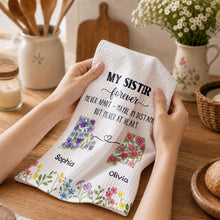 Load image into Gallery viewer, Personalized Floral Kitchen Towel Custom Gift for Sister
