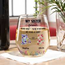 Load image into Gallery viewer, Personalized Floral Stemless Wine Glass Gift for Sister
