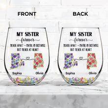 Load image into Gallery viewer, Personalized Floral Stemless Wine Glass Gift for Sister
