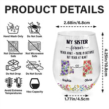 Load image into Gallery viewer, Personalized Floral Stemless Wine Glass Gift for Sister
