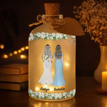Load image into Gallery viewer, Personalized Frosted Glass Bottle Light Custom Name Gift for Bride
