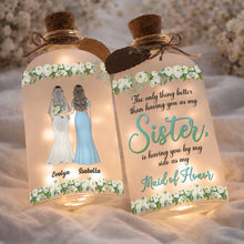 Load image into Gallery viewer, Personalized Frosted Glass Bottle Light Custom Name Gift for Bride
