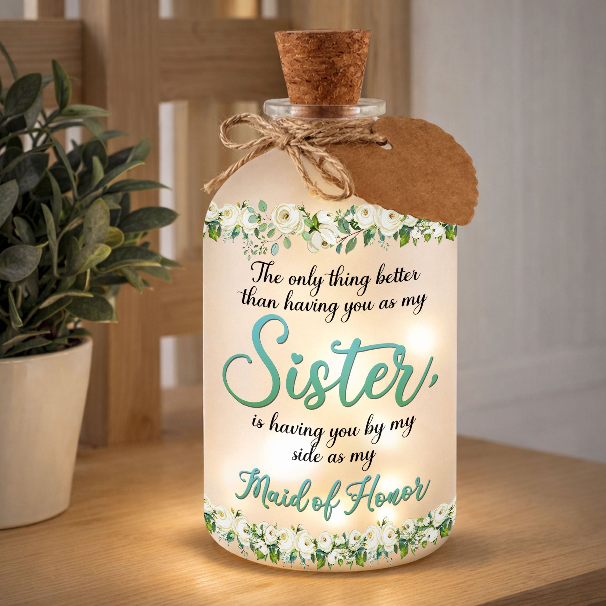 Personalized Frosted Glass Bottle Light Custom Name Gift for Bride