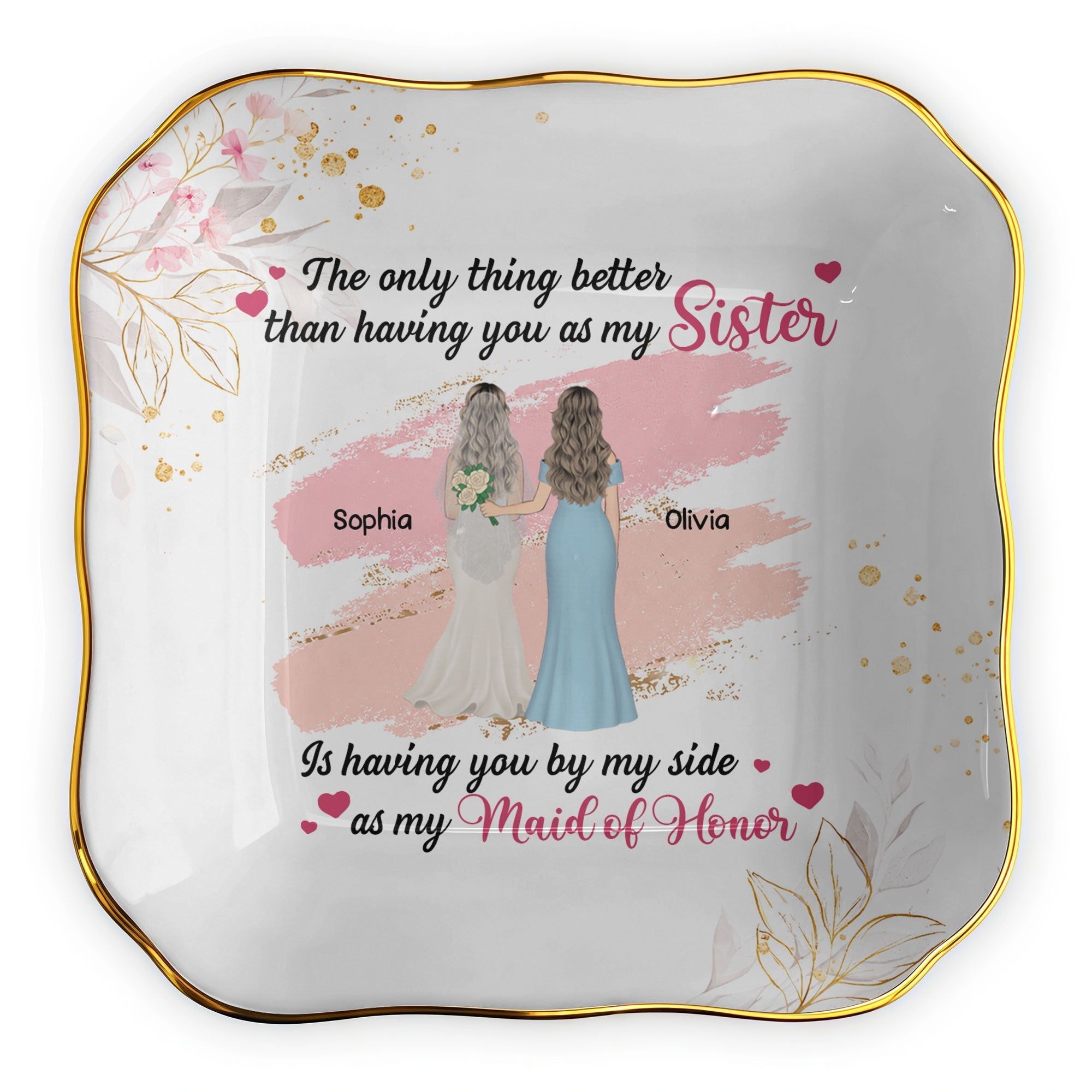 Personalized Lace Jewelry Dish Custom Name Gift for Sister