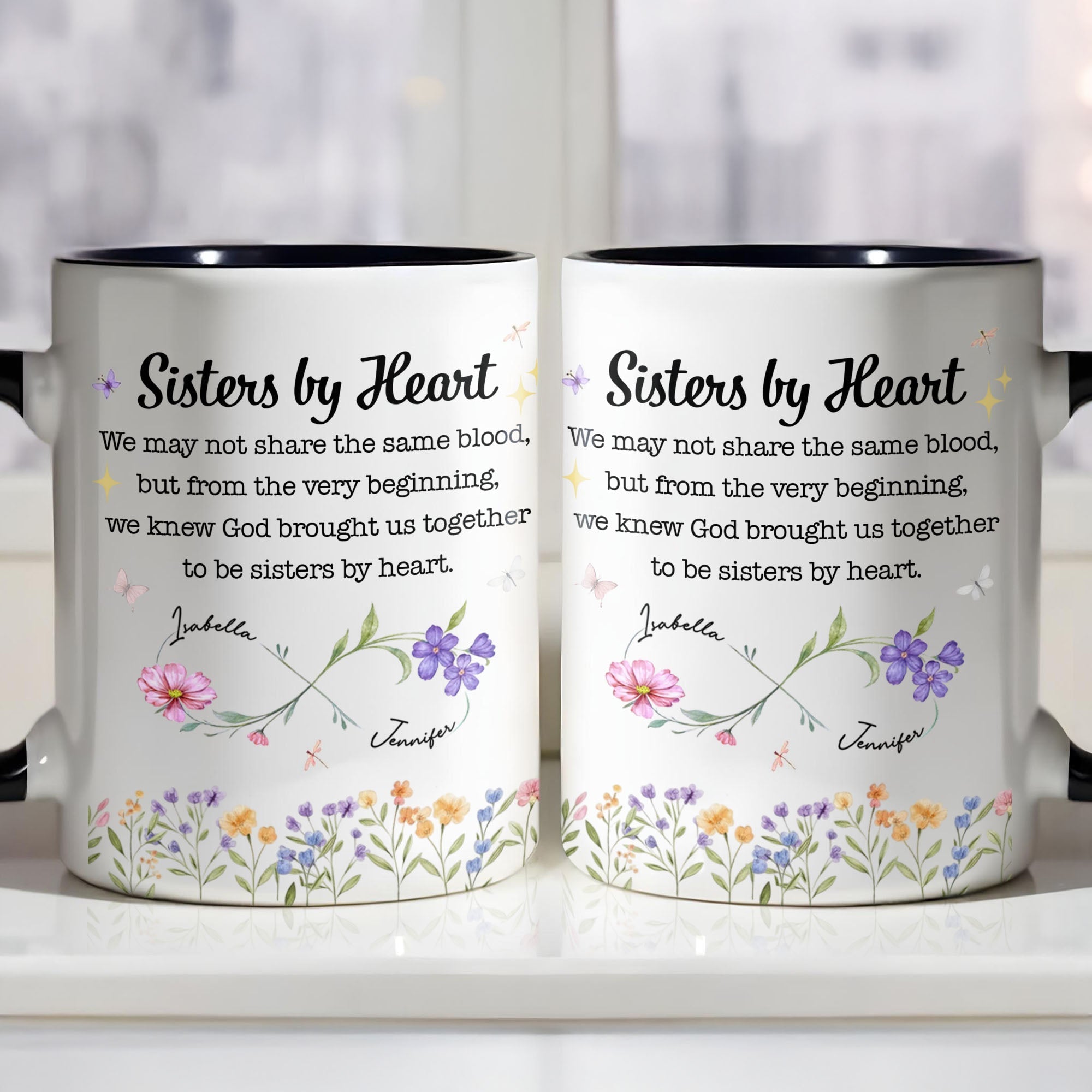 Personalized Sister Mug with Birth Month Flowers Custom Gift