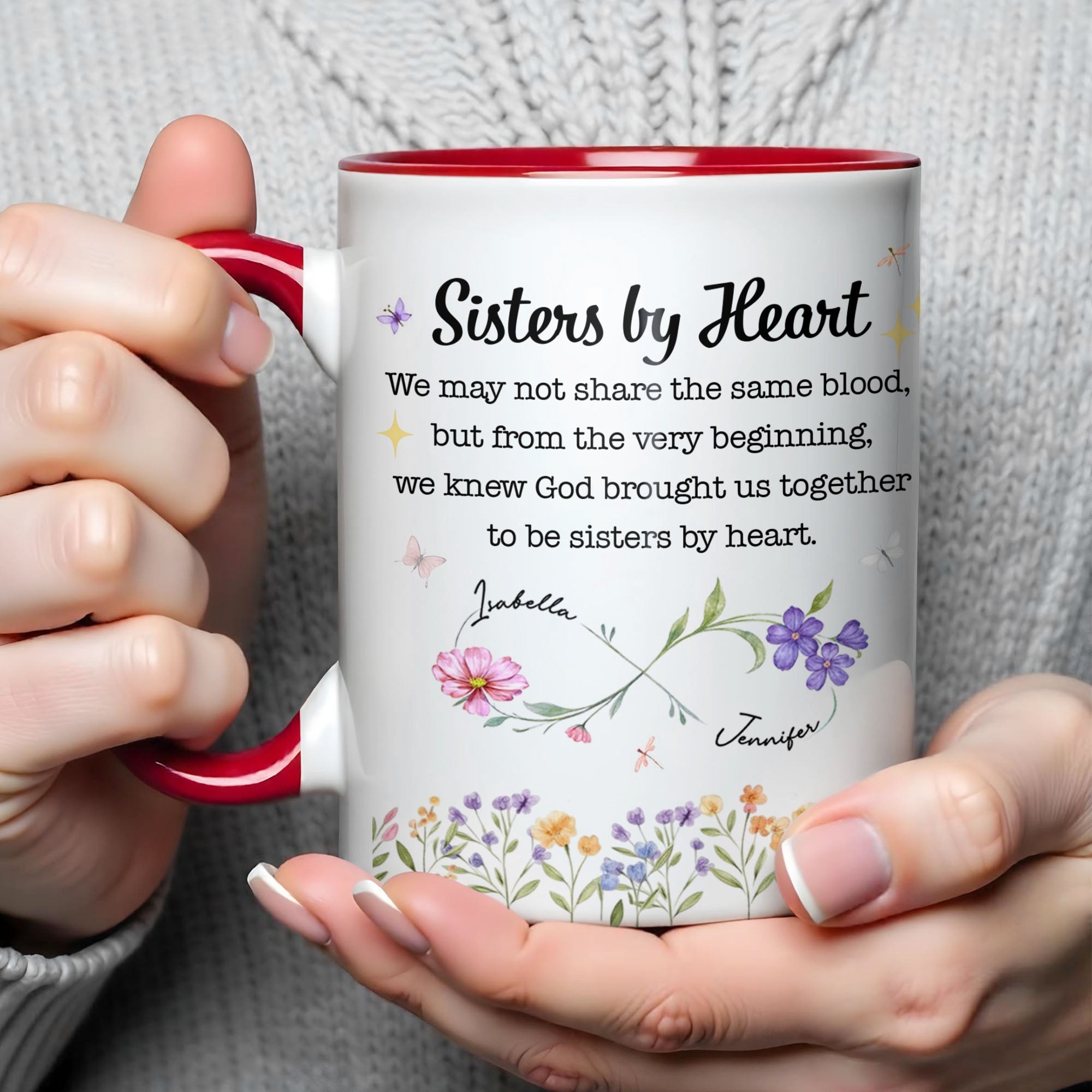 Personalized Sister Mug with Birth Month Flowers Custom Gift