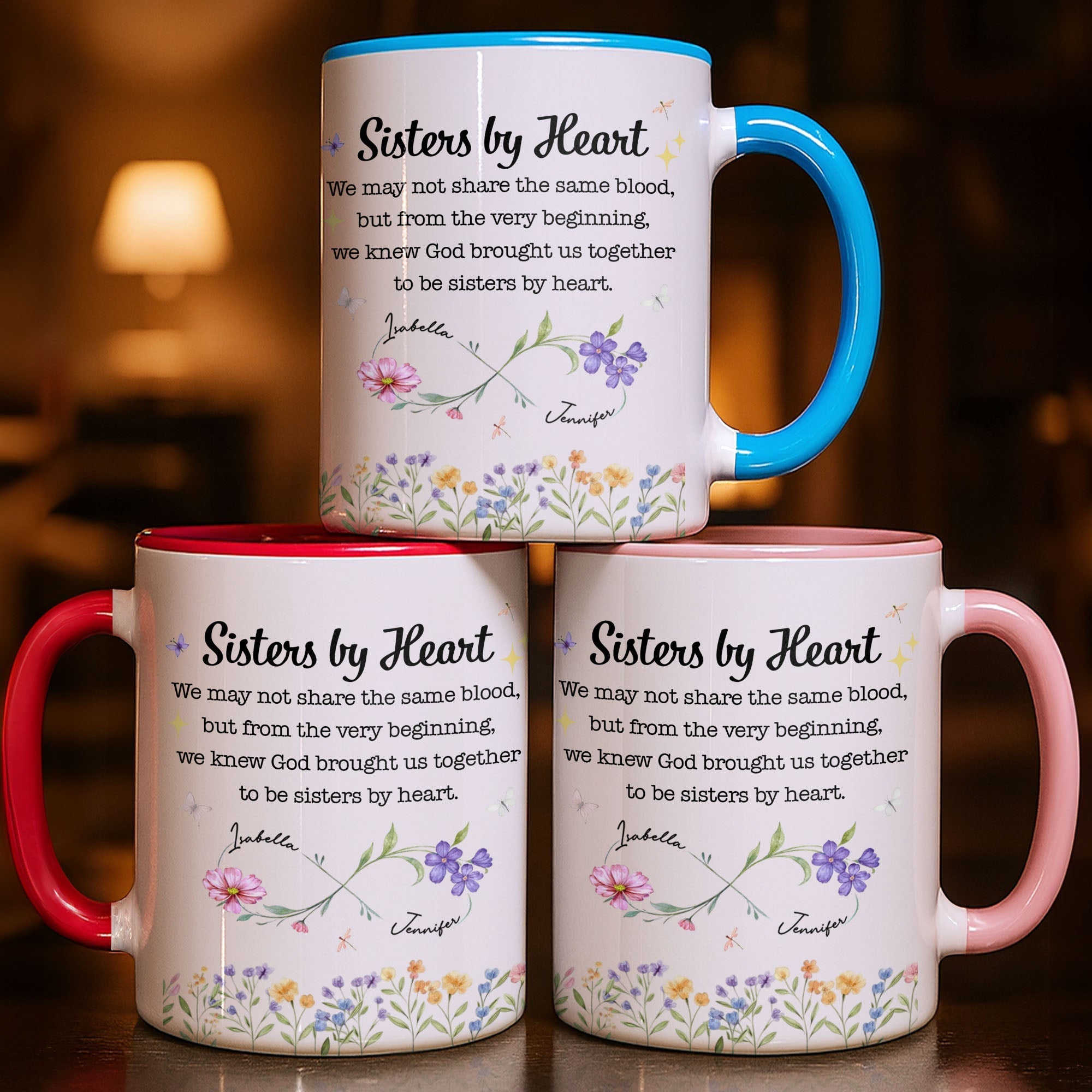 Personalized Sister Mug with Birth Month Flowers Custom Gift