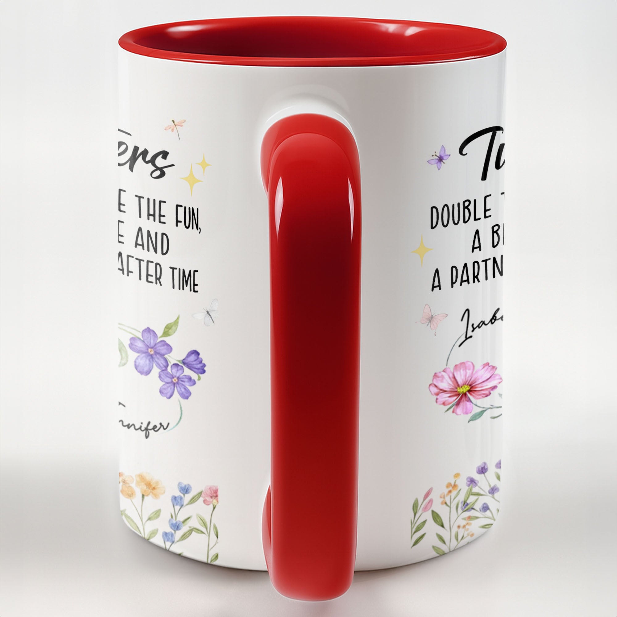 Personalized Accent Mug Birth Month Flowers Infinity Symbol Gift for Sisters