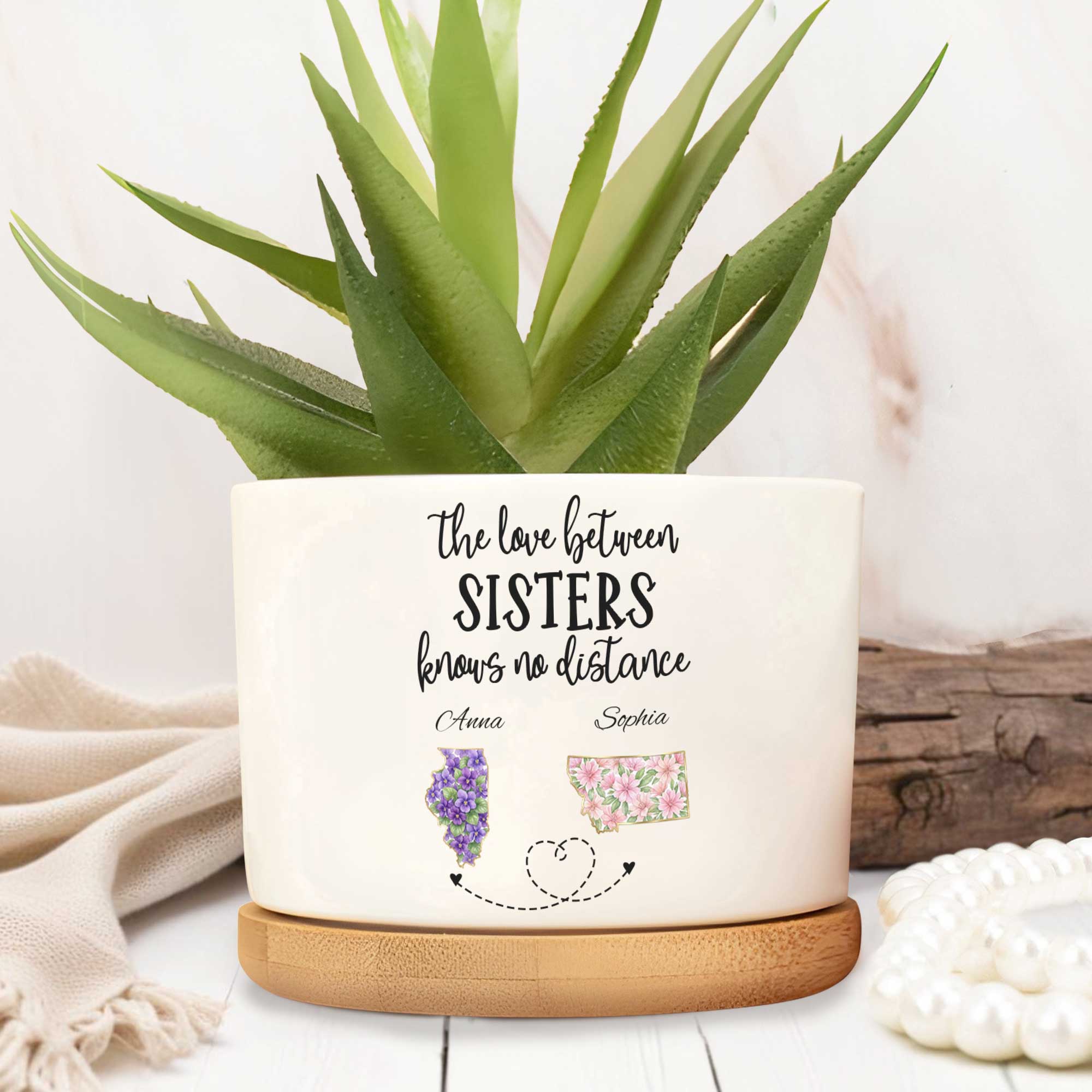 Personalized Ceramic Plant Pot Custom Gift for Sister