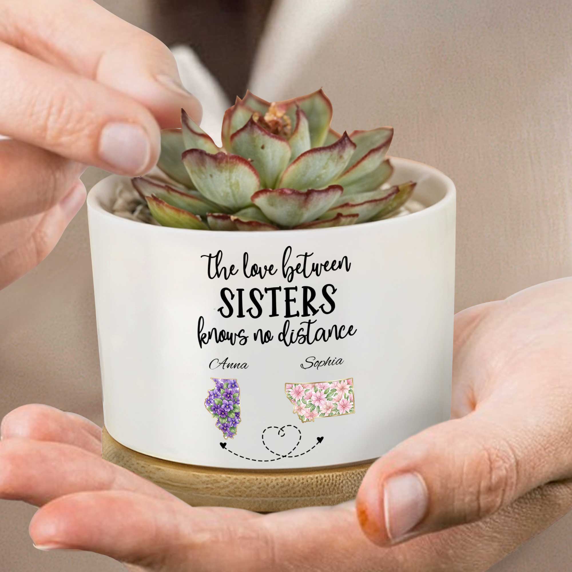 Personalized Ceramic Plant Pot Custom Gift for Sister