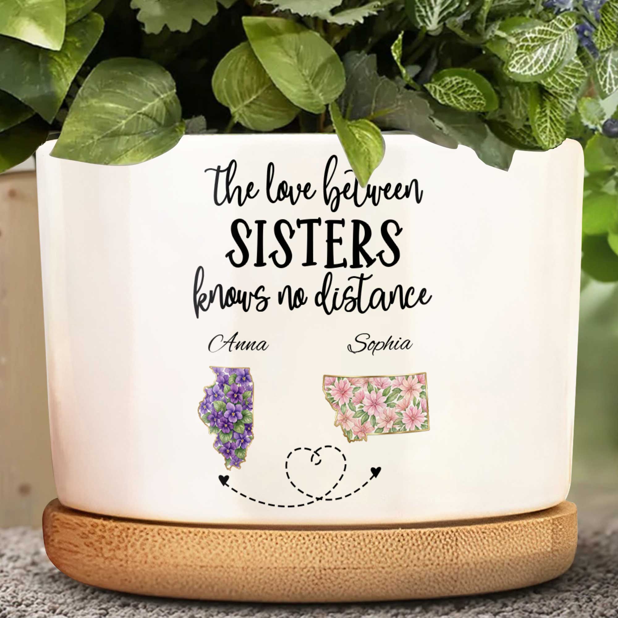 Personalized Ceramic Plant Pot Custom Gift for Sister