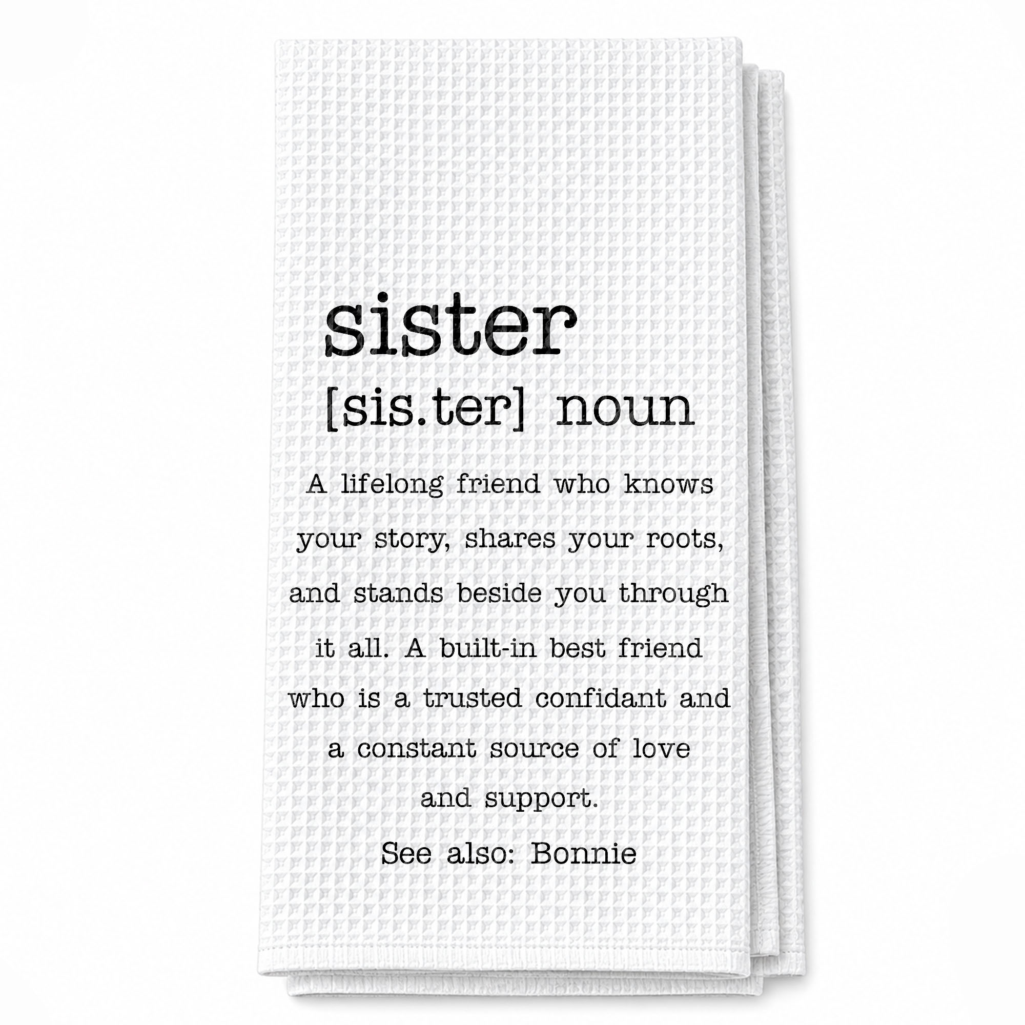 Personalized Dictionary Style Kitchen Towel for Sister Gift