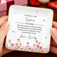 Load image into Gallery viewer, Personalized Floral Jewelry Dish Custom Gift for Sister-in-Law
