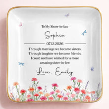Load image into Gallery viewer, Personalized Floral Jewelry Dish Custom Gift for Sister-in-Law
