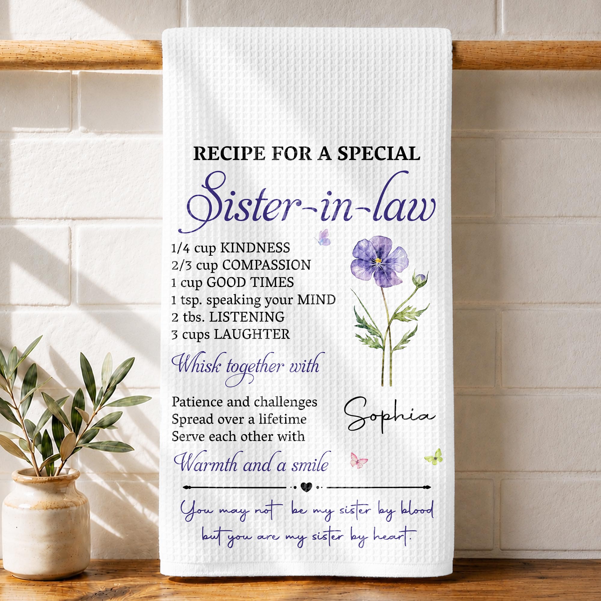 Personalized Kitchen Towel Recipe for Sister-in-law Gift Home