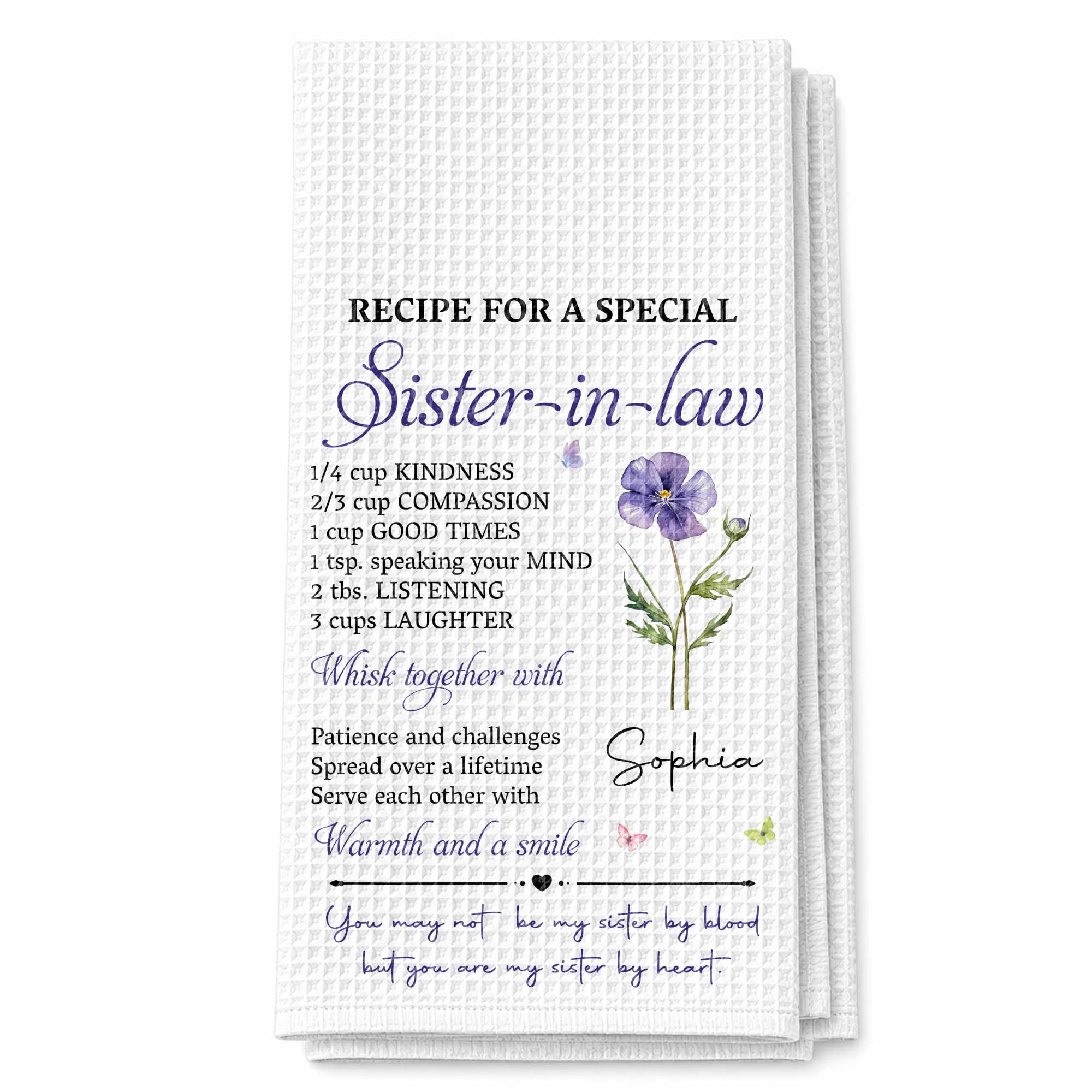 Personalized Kitchen Towel Recipe for Sister-in-law Gift Home