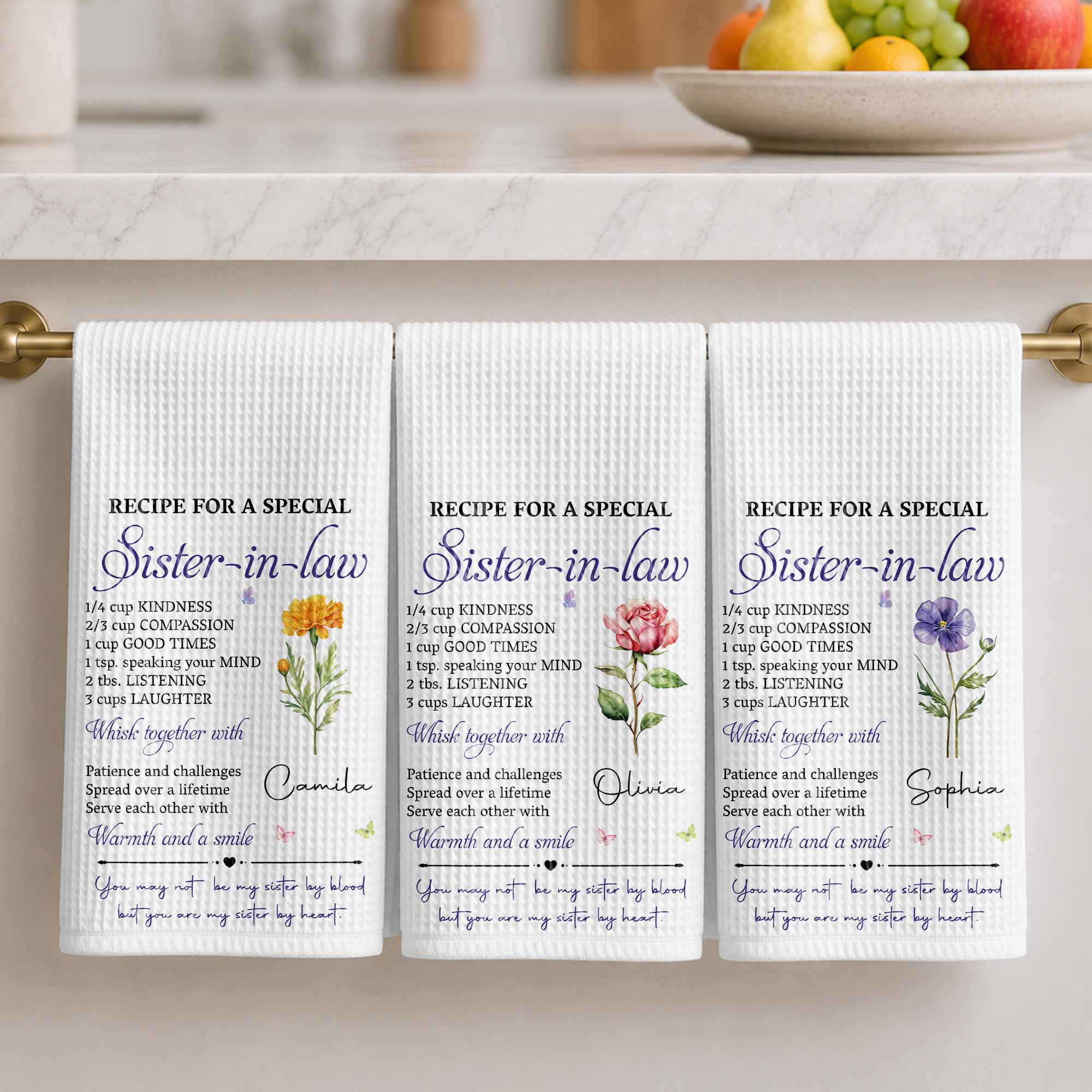 Personalized Kitchen Towel Recipe for Sister-in-law Gift Home