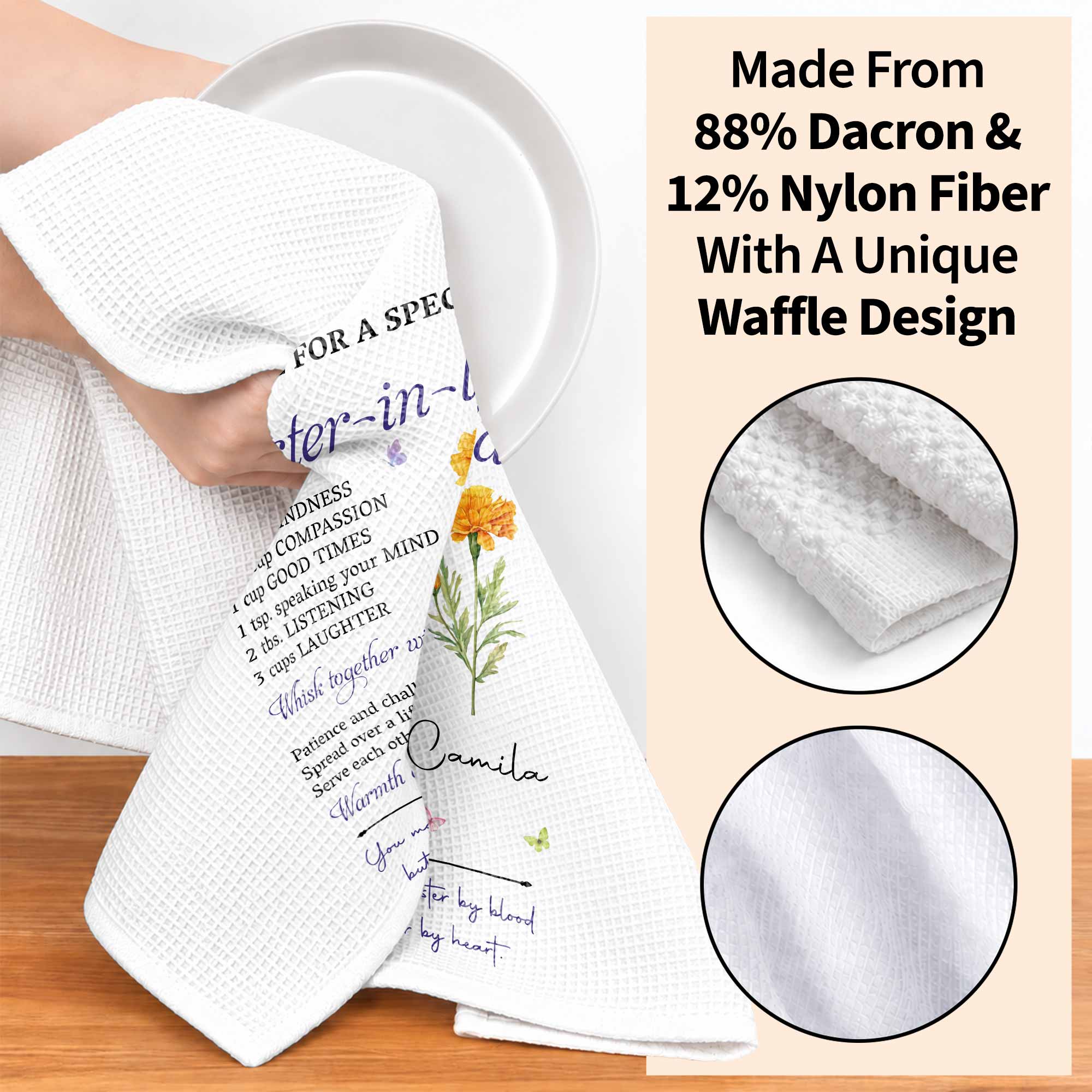 Personalized Kitchen Towel Recipe for Sister-in-law Gift Home