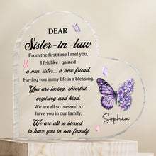 Load image into Gallery viewer, Personalized Acrylic Heart Plaque Gift for Sister-in-Law
