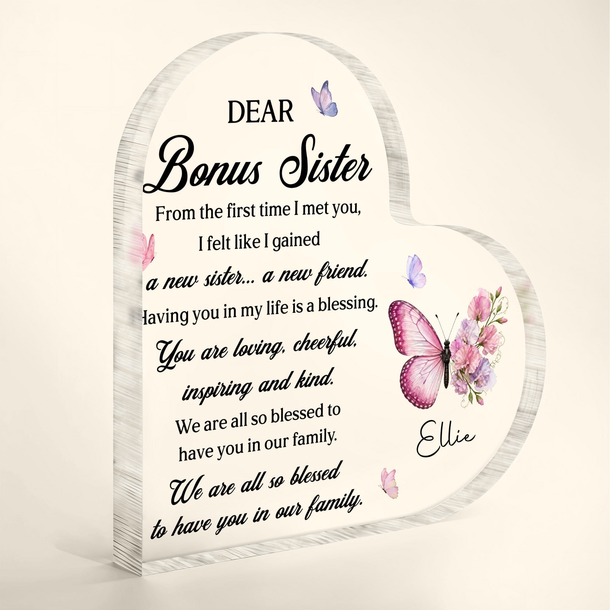 Personalized Acrylic Heart Plaque Gift for Sister-in-Law
