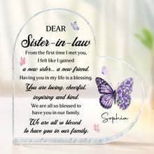 Load image into Gallery viewer, Personalized Acrylic Heart Plaque Gift for Sister-in-Law
