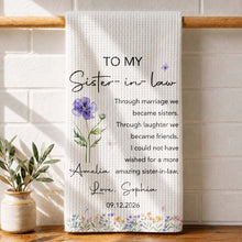Load image into Gallery viewer, Personalized Kitchen Towel Custom Birth Month Flowers Gift for Sister-in-Law
