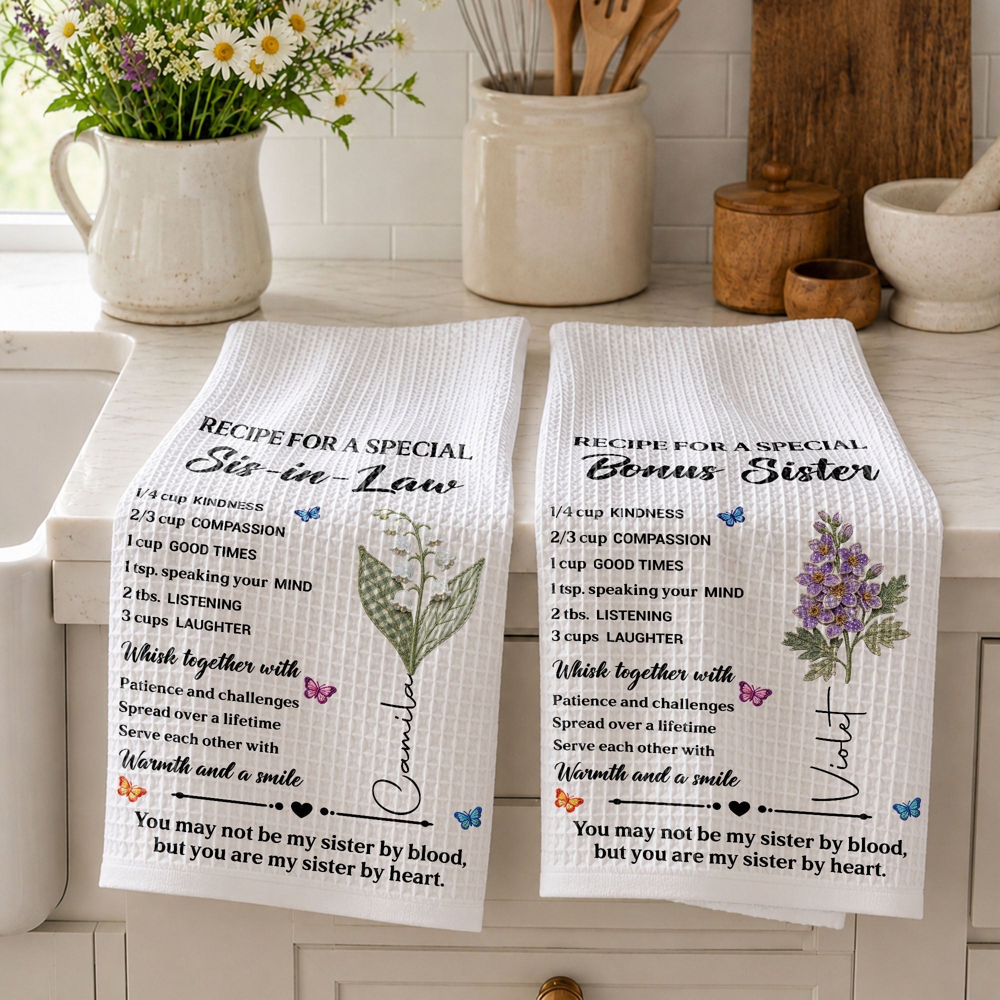 Personalized Kitchen Towel Custom Recipe for Sister-in-Law Gift