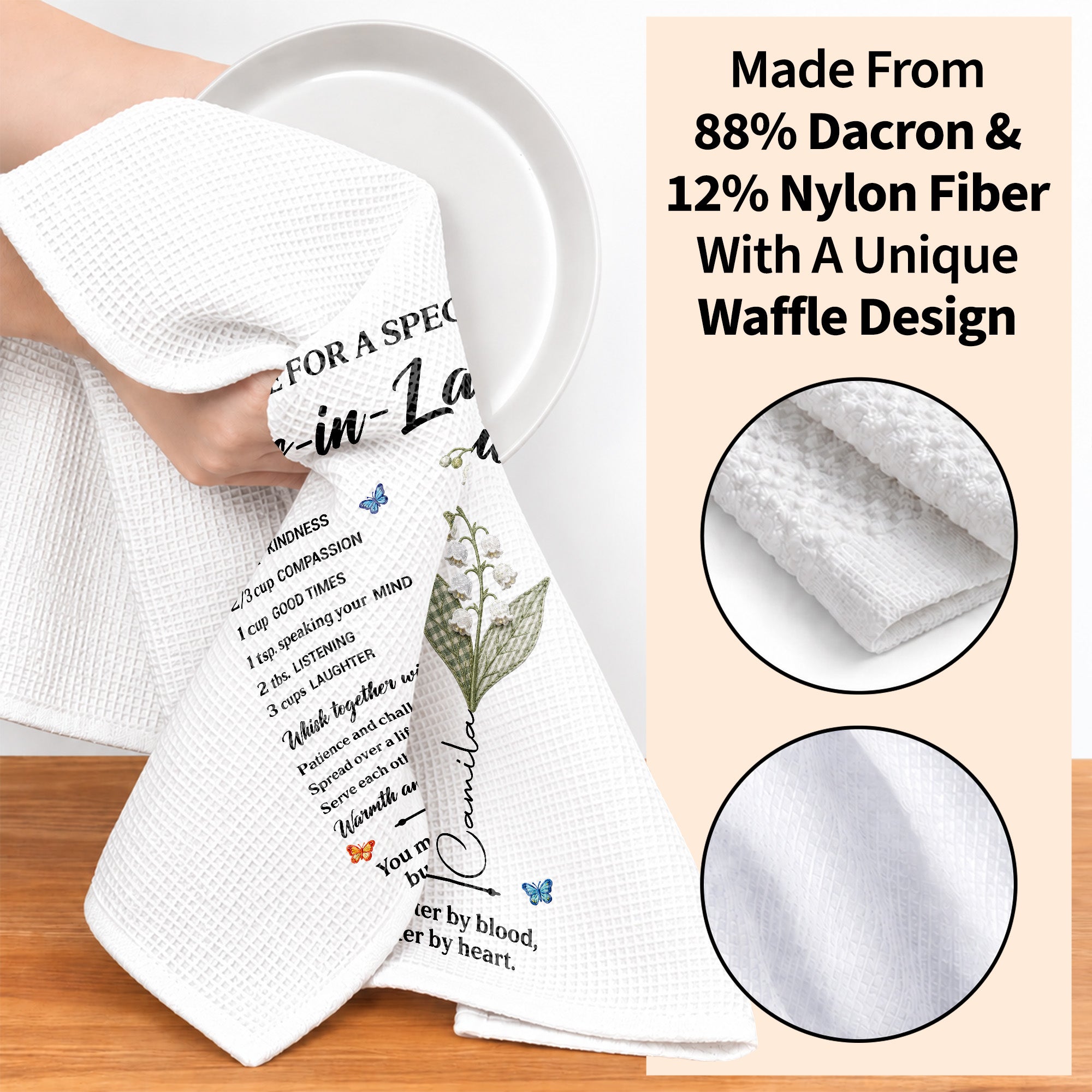 Personalized Kitchen Towel Custom Recipe for Sister-in-Law Gift