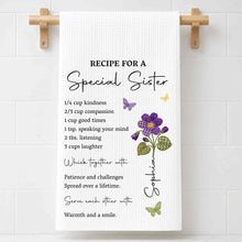 Load image into Gallery viewer, Personalized Kitchen Towel Recipe Gift for Sister with Flowers
