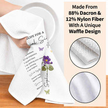 Load image into Gallery viewer, Personalized Kitchen Towel Recipe Gift for Sister with Flowers
