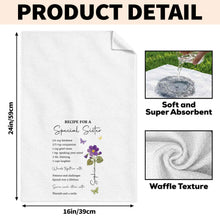 Load image into Gallery viewer, Personalized Kitchen Towel Recipe Gift for Sister with Flowers
