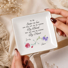 Load image into Gallery viewer, Personalized Birth Month Flowers Jewelry Dish Gift for Sister-in-Law
