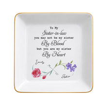 Load image into Gallery viewer, Personalized Birth Month Flowers Jewelry Dish Gift for Sister-in-Law
