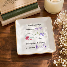 Load image into Gallery viewer, Personalized Floral Infinity Symbol Jewelry Dish Gift for Sister
