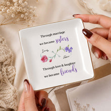Load image into Gallery viewer, Personalized Floral Infinity Symbol Jewelry Dish Gift for Sister
