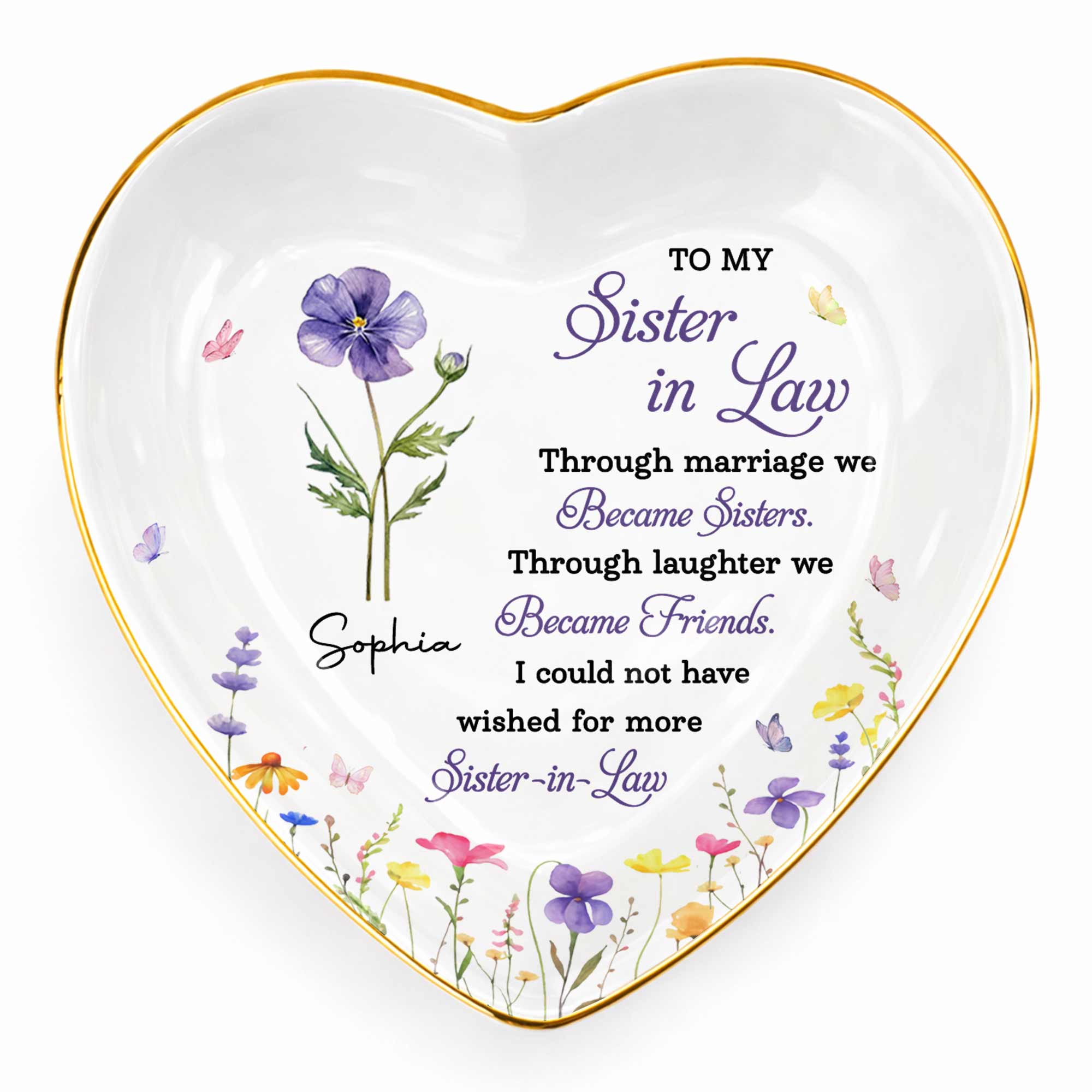 Personalized Heart Jewelry Dish Custom Name Gift for Sister