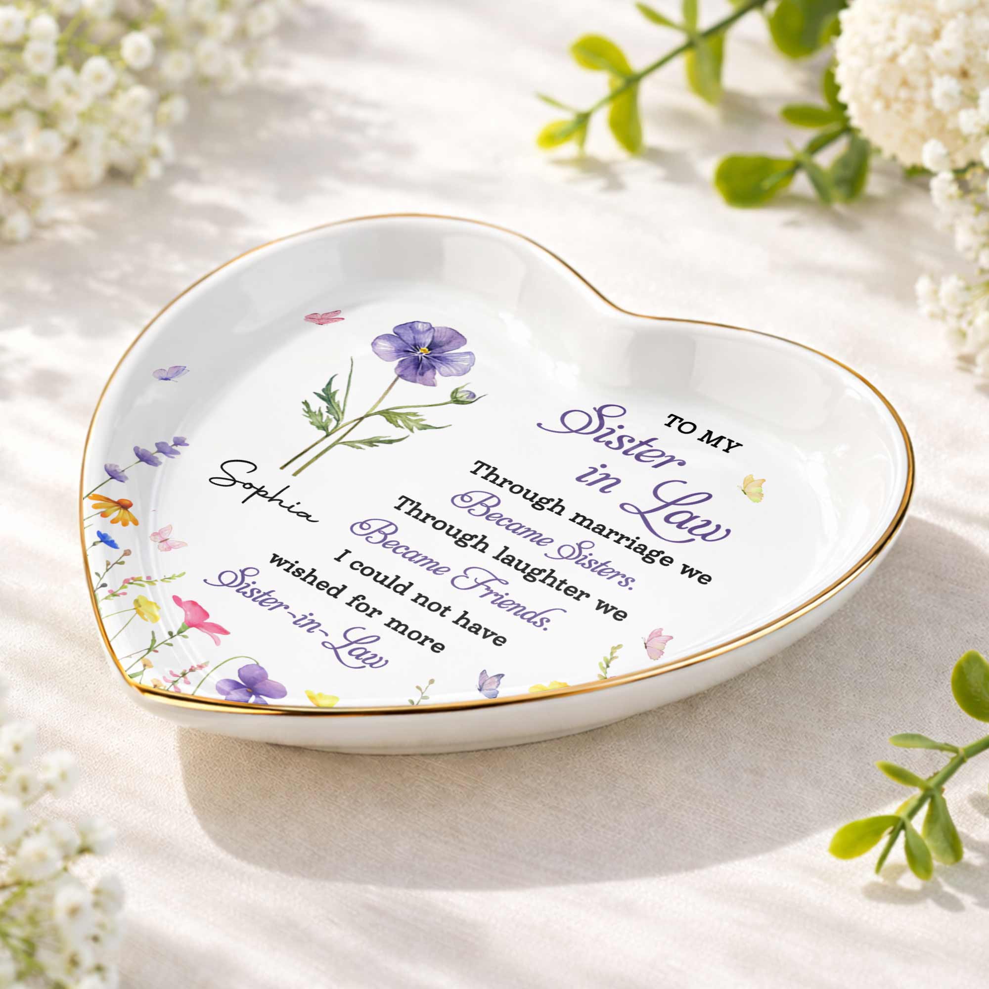 Personalized Heart Jewelry Dish Custom Name Gift for Sister