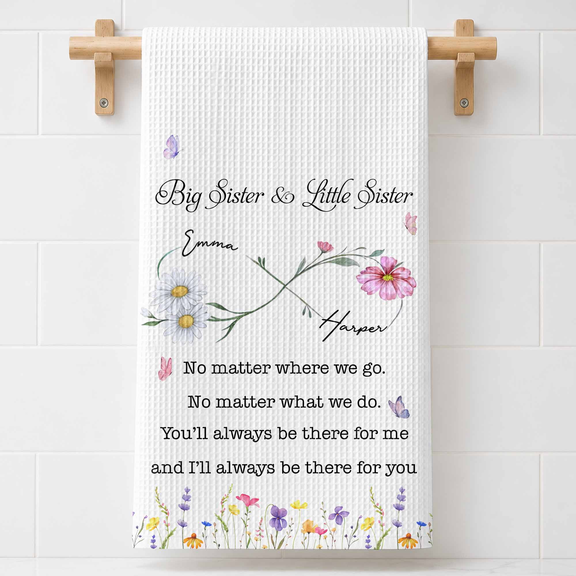 Personalized Kitchen Towel Big Sister Little Sister Gift