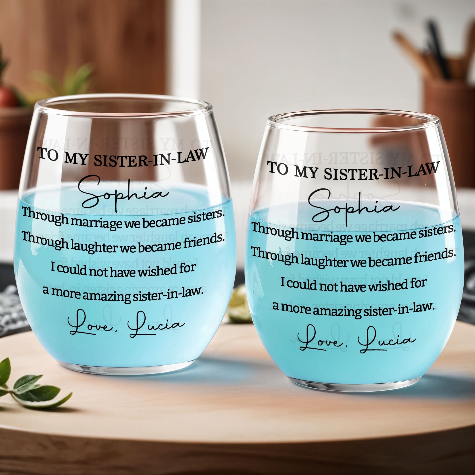 Personalized Stemless Wine Glass Gift for Sister-in-Law