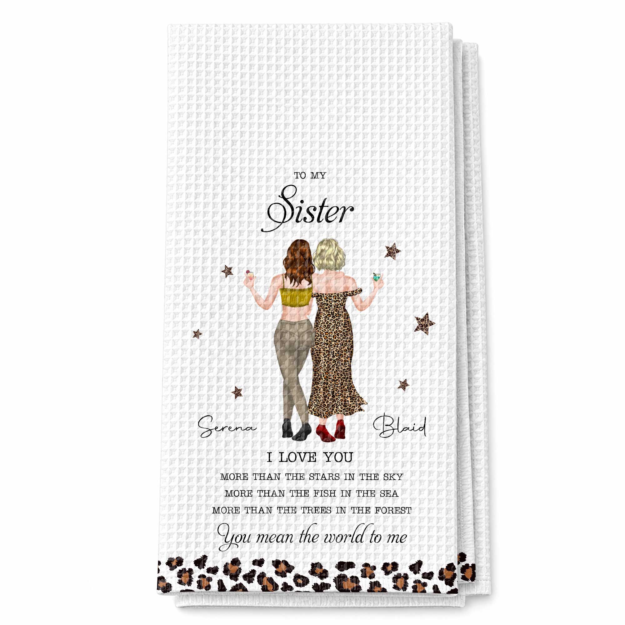 Personalized Kitchen Towel Custom Gift for Sister Love Message