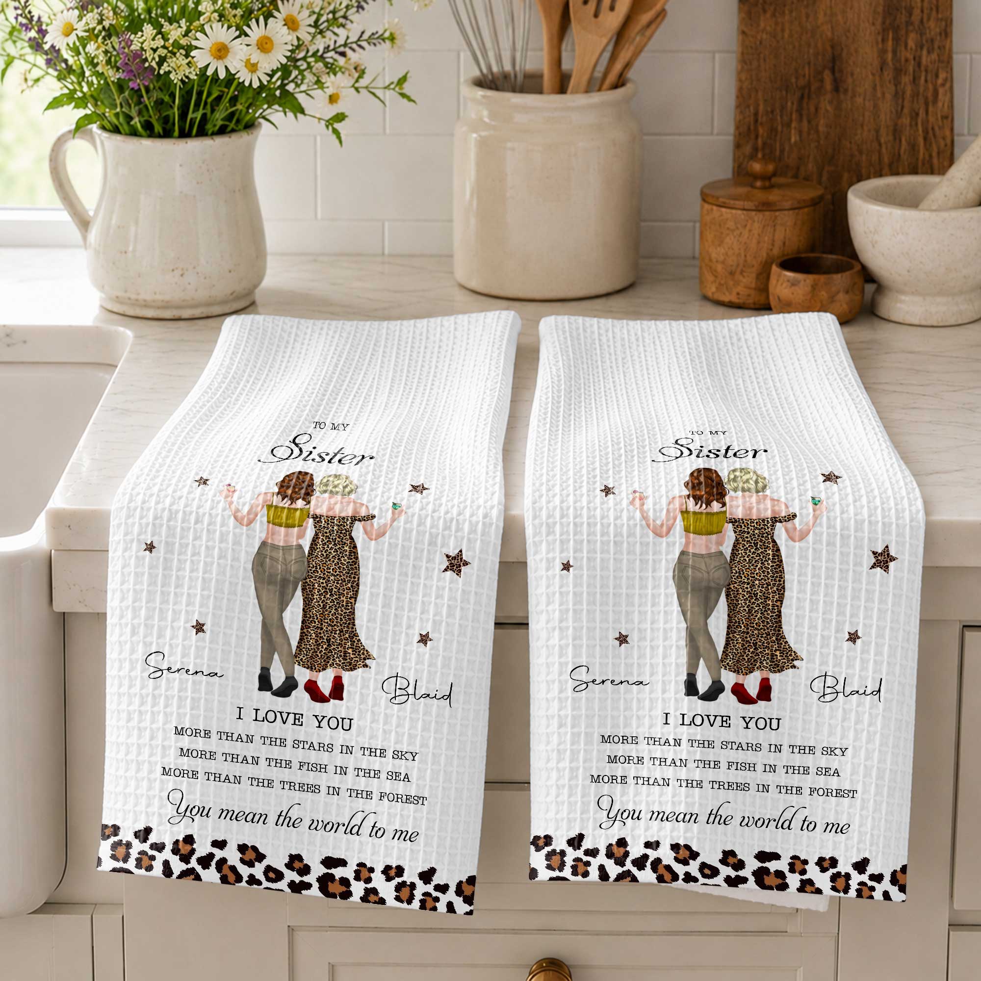 Personalized Kitchen Towel Custom Gift for Sister Love Message