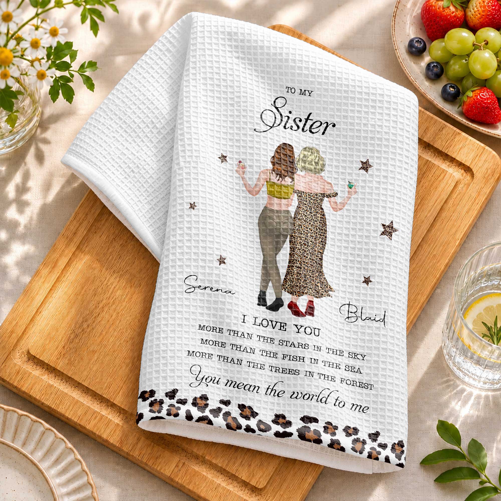 Personalized Kitchen Towel Custom Gift for Sister Love Message