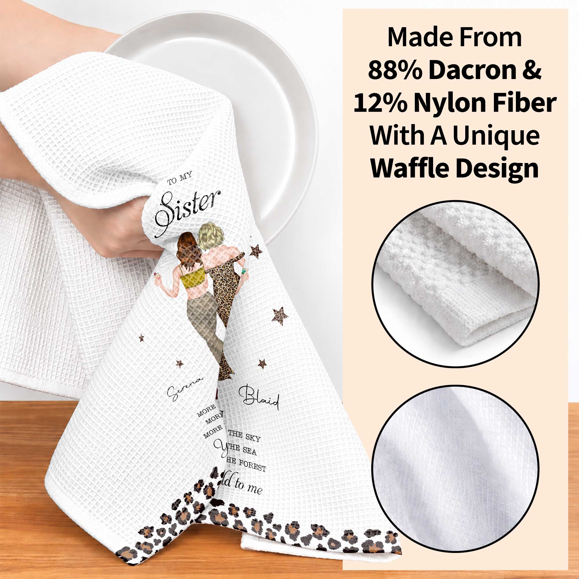 Personalized Kitchen Towel Custom Gift for Sister Love Message