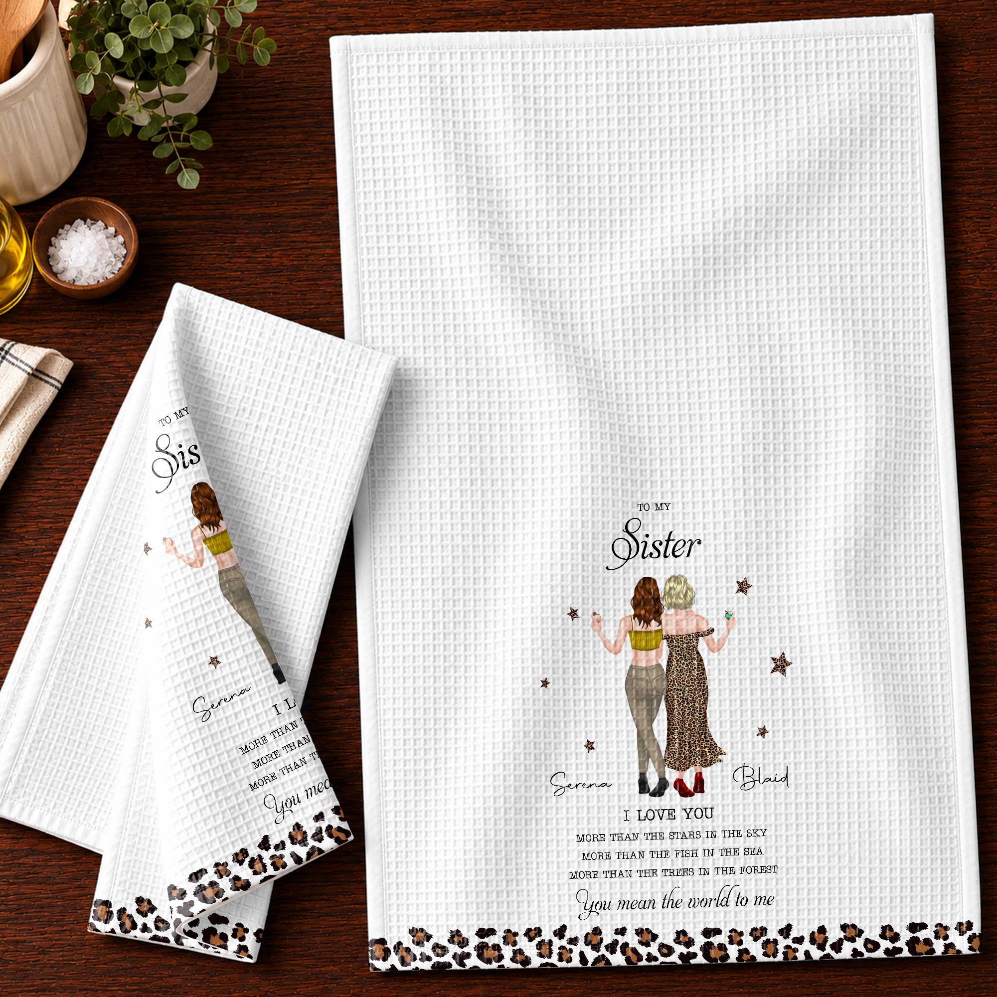 Personalized Kitchen Towel Custom Gift for Sister Love Message