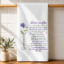 Load image into Gallery viewer, Personalized Kitchen Towel Custom Floral Design Gift for Sister-in-Law
