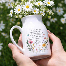 Load image into Gallery viewer, Personalized Ceramic Flower Vase Gift for Sister Butterfly Design
