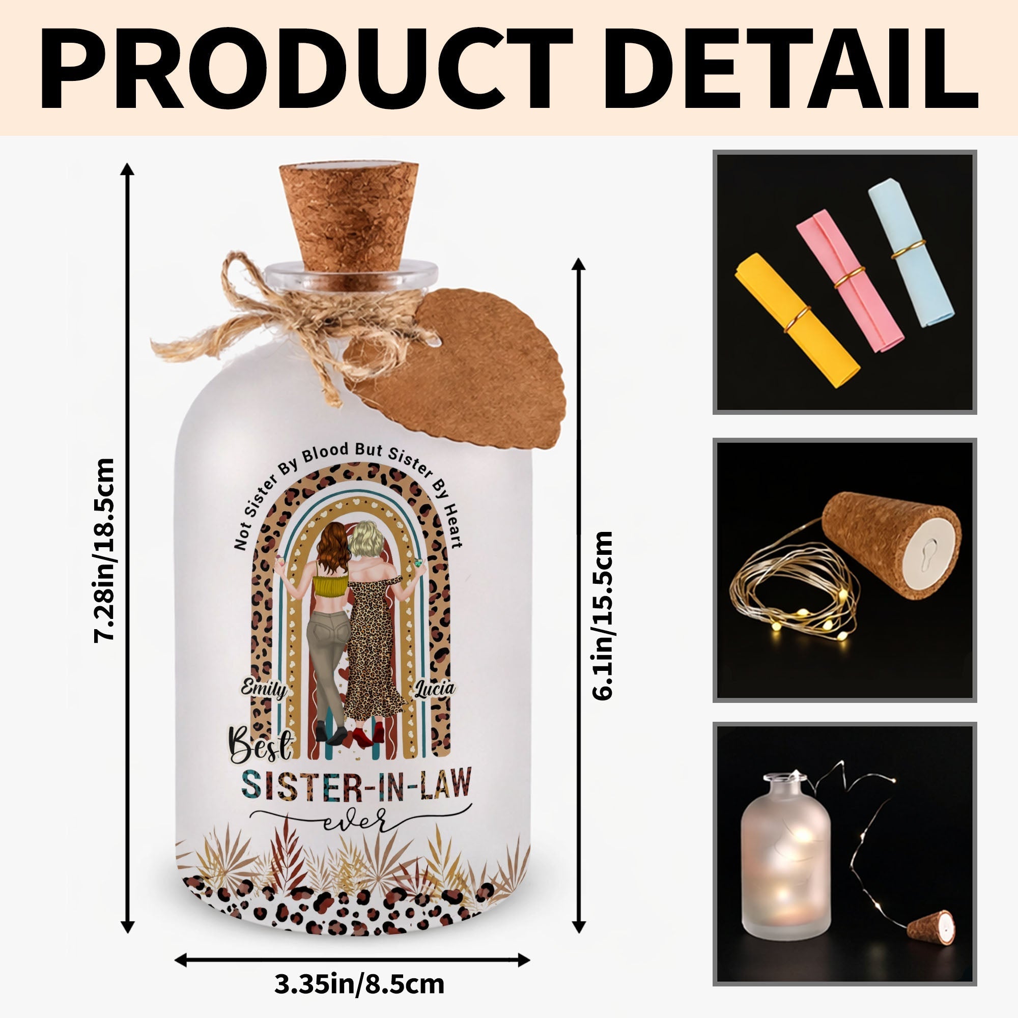 Personalized Short Bottle Light for Sister-in-Law Cute Gift