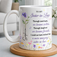Load image into Gallery viewer, Personalized Purple Flower Butterflies Coffee Mug Gift for Sister-in-Law
